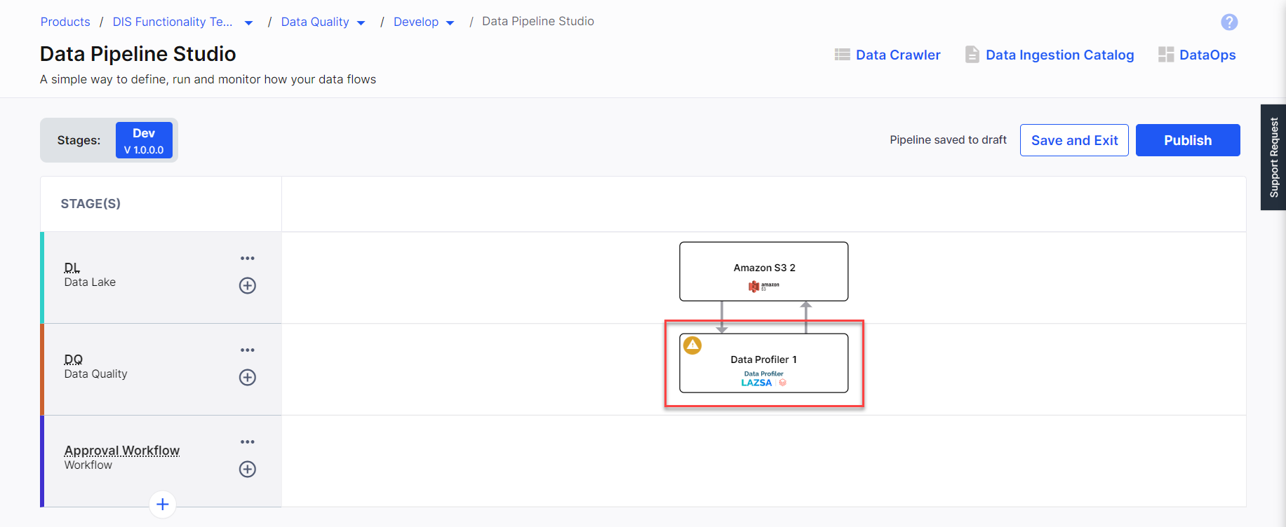 Add Data Profiler stage